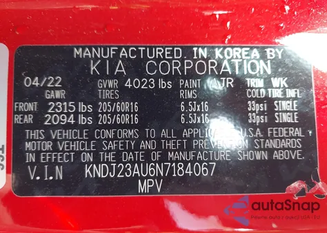 2022 Kia Soul Lx from USA, damaged, VIN KNDJ23AU6N7184067